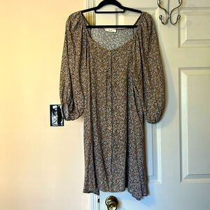 JADE by JANE brown/light blue/rust colored dress